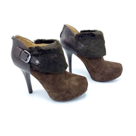 NEW Guess Ankle Boots Suede Stiletto Faux Fur 9.5 - Picture 3 of 8